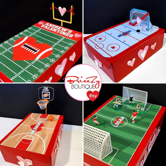 Sports Valentine Box Toppers for Classroom Party Exchange Favors