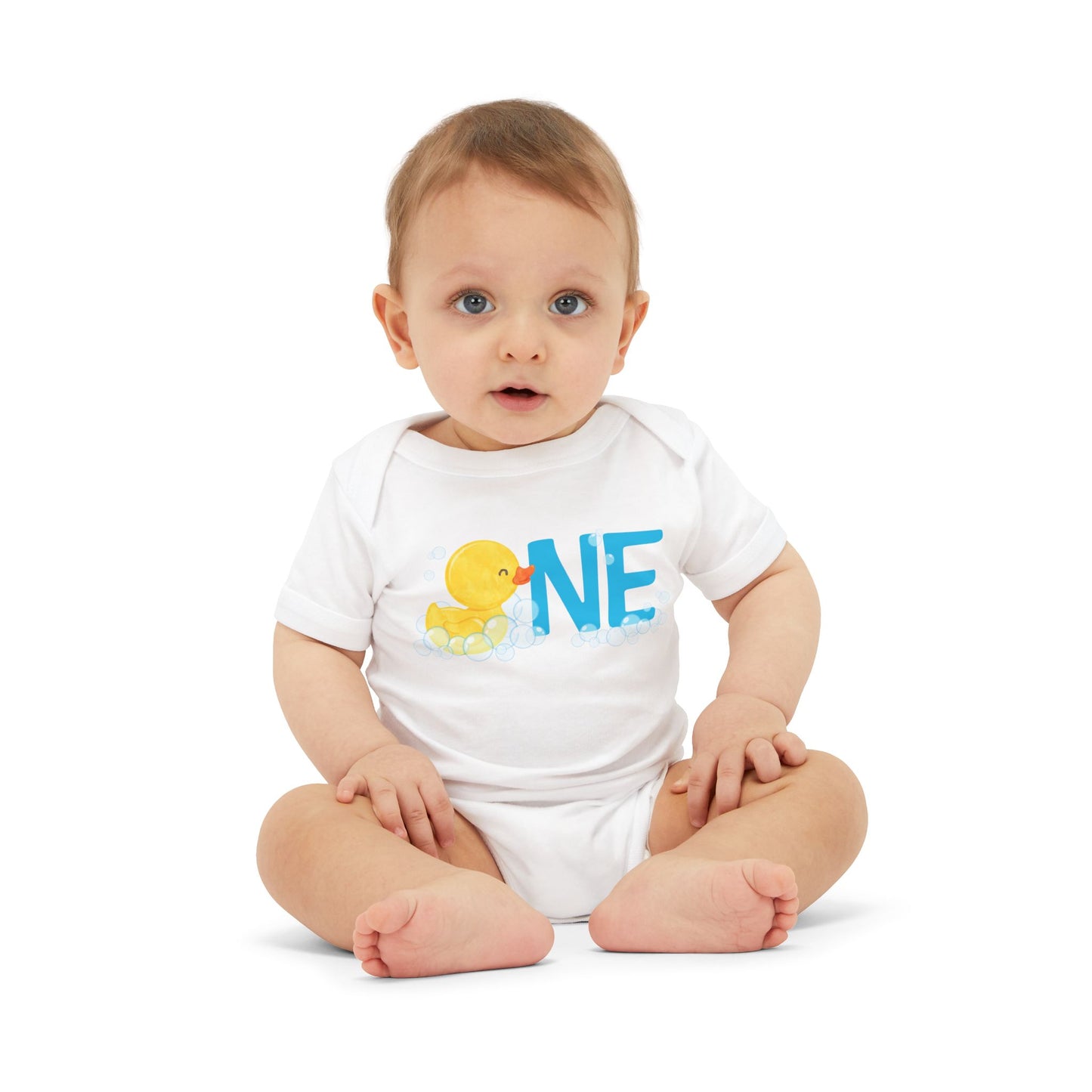 Boy Rubber Ducky ONE First Birthday Bodysuit