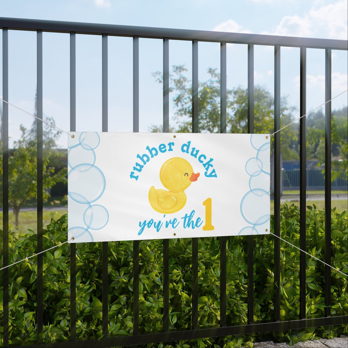 Rubber Ducky You're the 1 Hanging Birthday Banner
