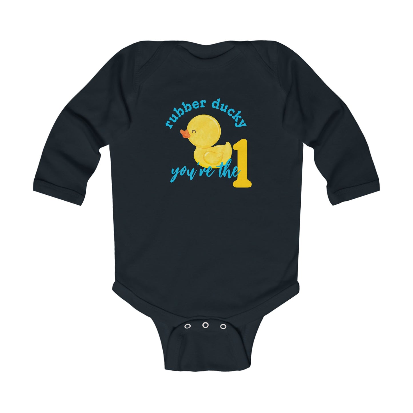 Rubber Ducky You’re the 1 Long Sleeve 1st Birthday Bodysuit | 4 Colors Available