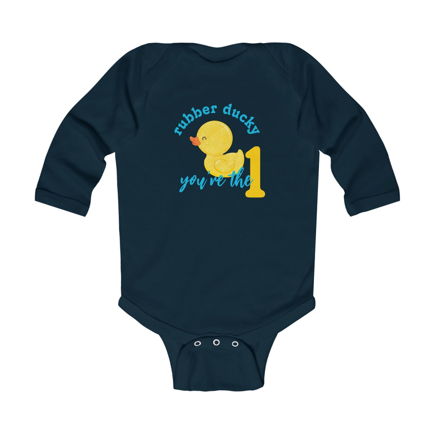 Rubber Ducky You’re the 1 Long Sleeve 1st Birthday Bodysuit | 4 Colors Available