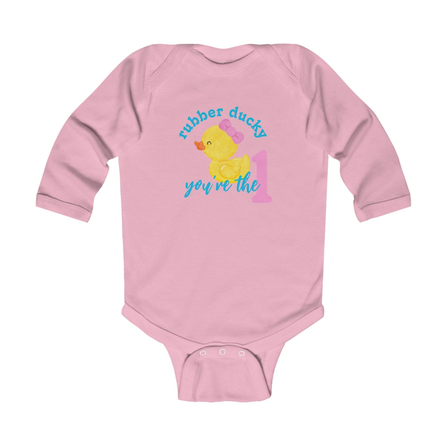 Girl Rubber Ducky You’re the 1 Long Sleeve 1st Birthday Bodysuit | 4 Colors Available