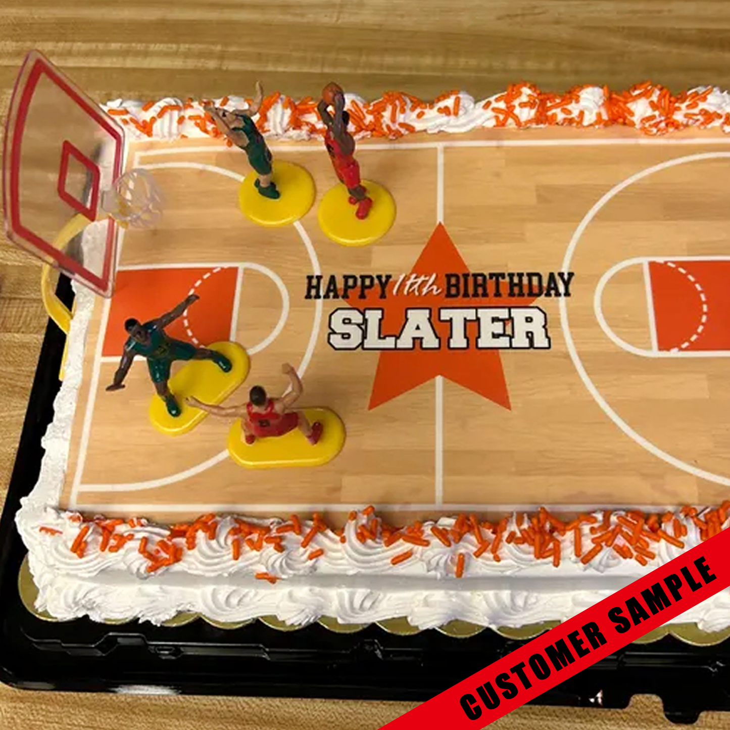 5 Piece Basketball Cake Set ADD ON for : Edible Basketball Court Cake Topper