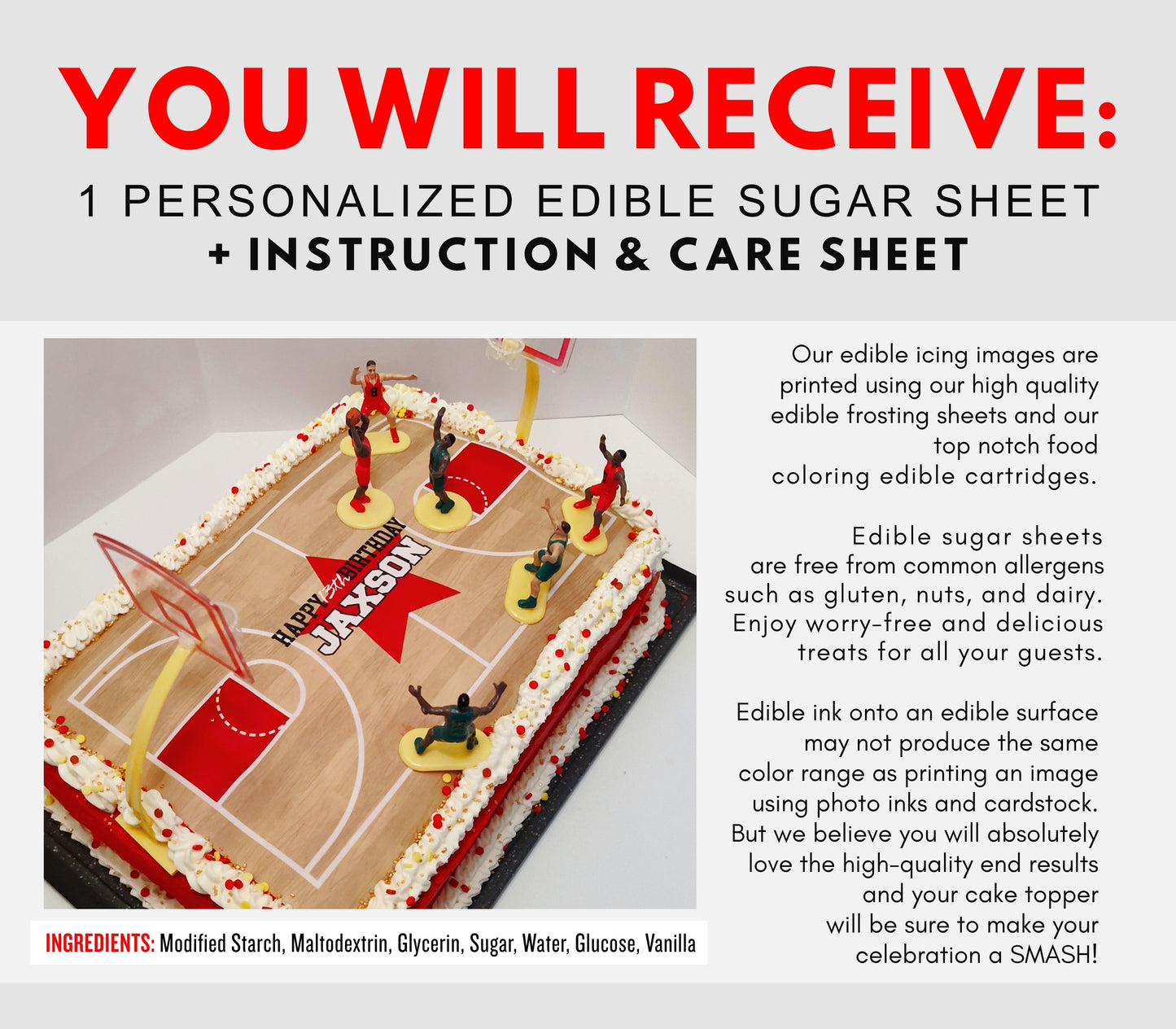 Edible Hockey Rink Cake Topper Frosting Sheet | for a Hockey Birthday or Team Party
