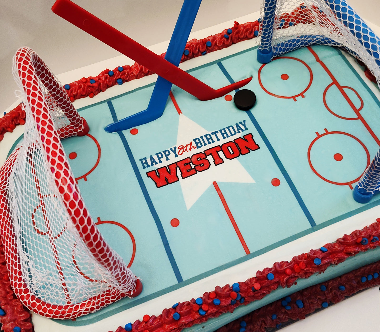 Tabletop Hockey Net ADD ON for : Edible Hockey Rink Cake Topper