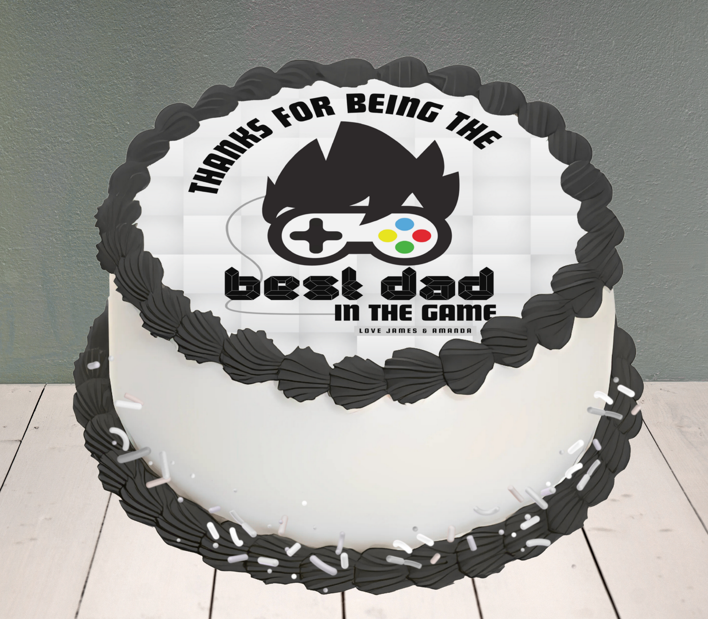 Gamer Father's Day Edible Cake Topper Personalized Sugar Sheet | 4 Style Options