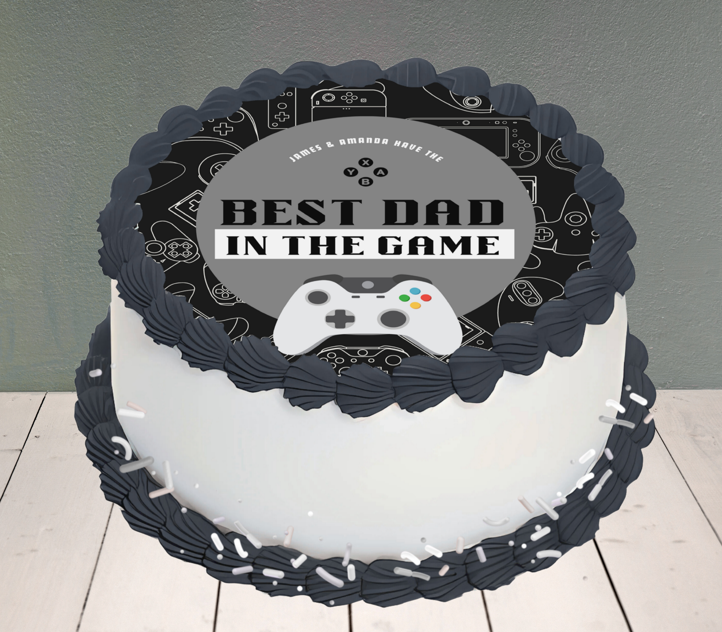 Gaming Edible Father's Day Cake Topper Personalized Sugar Sheet | 4 Style Options