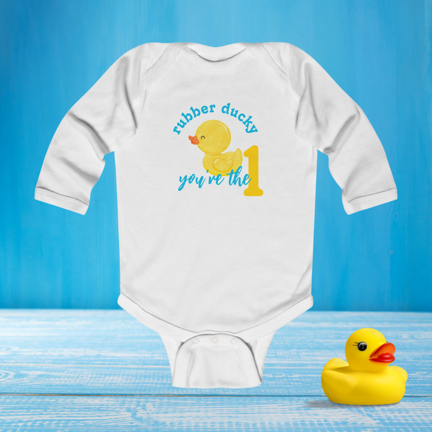 Rubber Ducky You’re the 1 Long Sleeve 1st Birthday Bodysuit | 4 Colors Available
