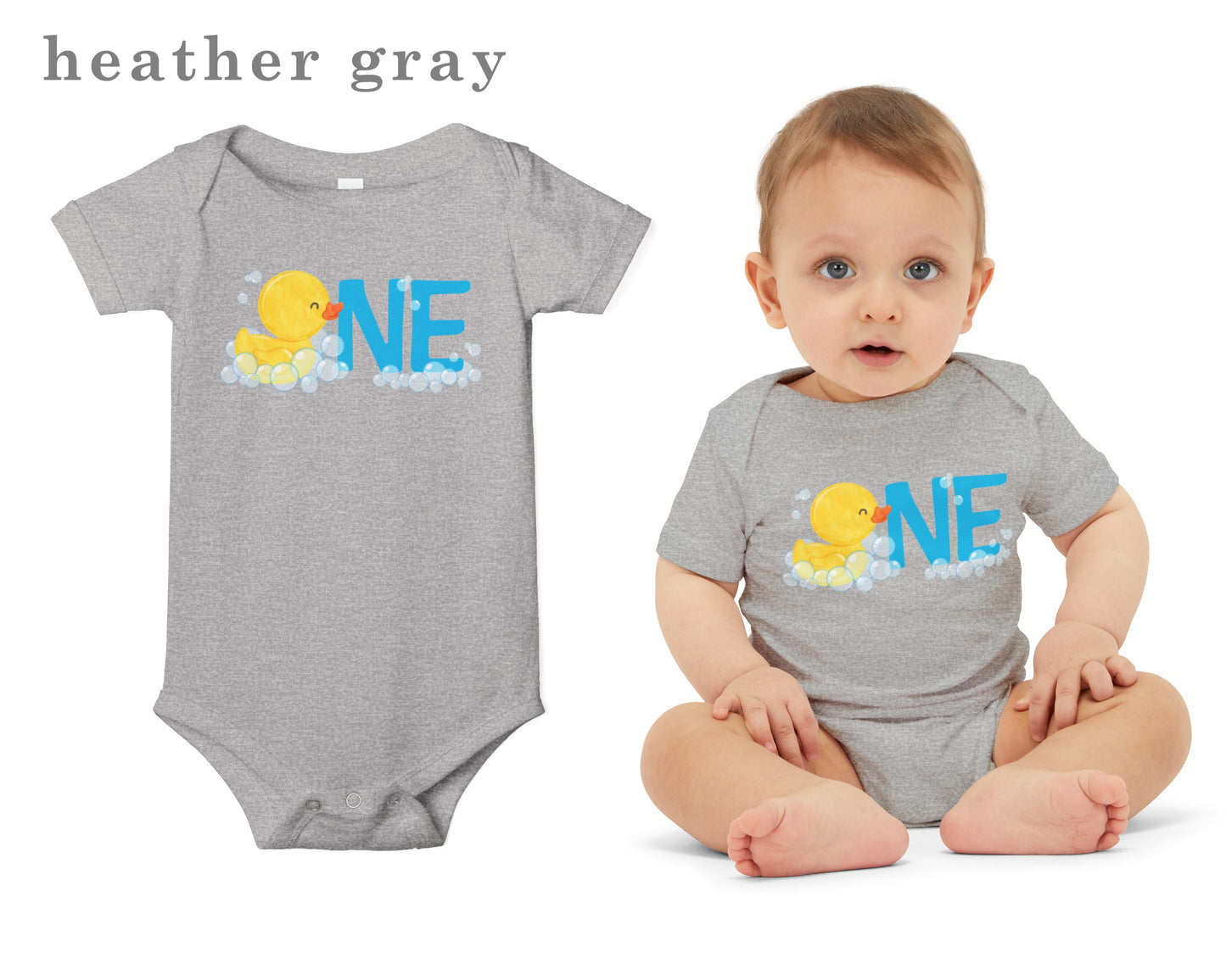 Boy Rubber Ducky ONE First Birthday Bodysuit