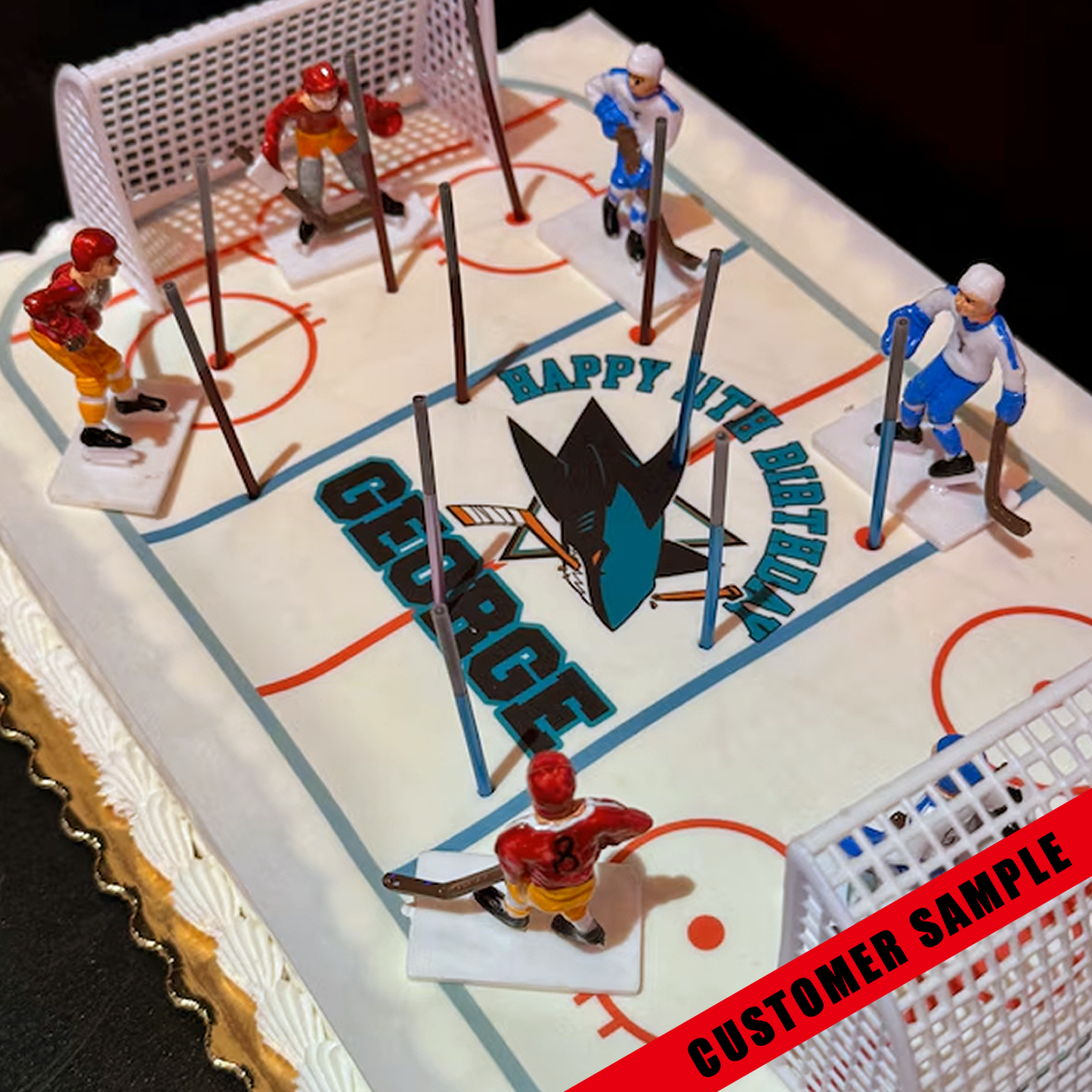 Edible Hockey Rink Personalized Cake Topper Sugar Sheet | for a Hockey Birthday or Team Party