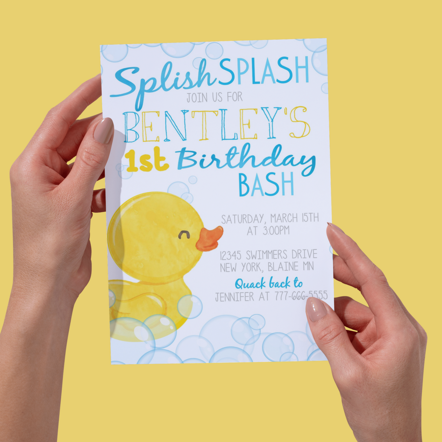 Splish Splash Rubber Duck Birthday Invitation | EDITABLE DIGITAL DOWNLOAD