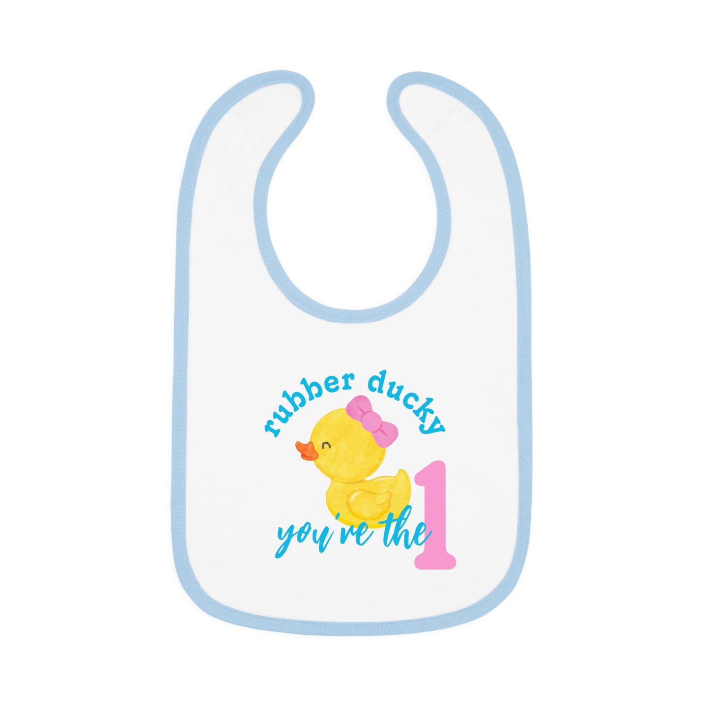 Cute Girl Rubber Ducky You're the One 1st Birthday Bib