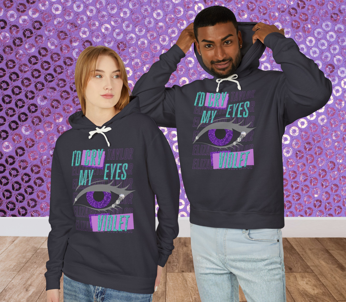 Edgy I'd Cry My Eyes Violet Unisex Lightweight Hooded Sweatshirt - Everyday Wear, Swiftie Gift