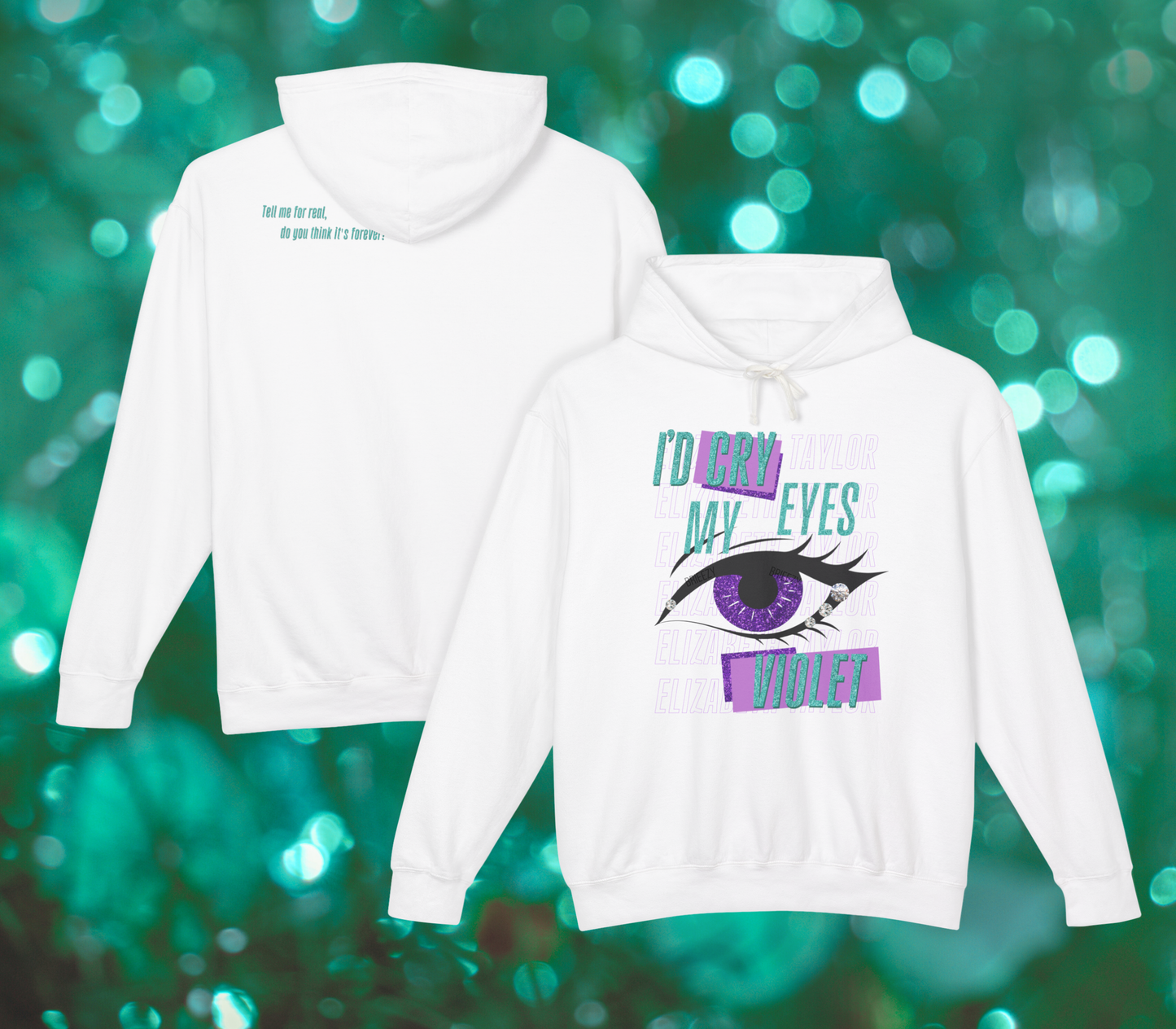 Edgy I'd Cry My Eyes Violet Unisex Lightweight Hooded Sweatshirt - Everyday Wear, Swiftie Gift