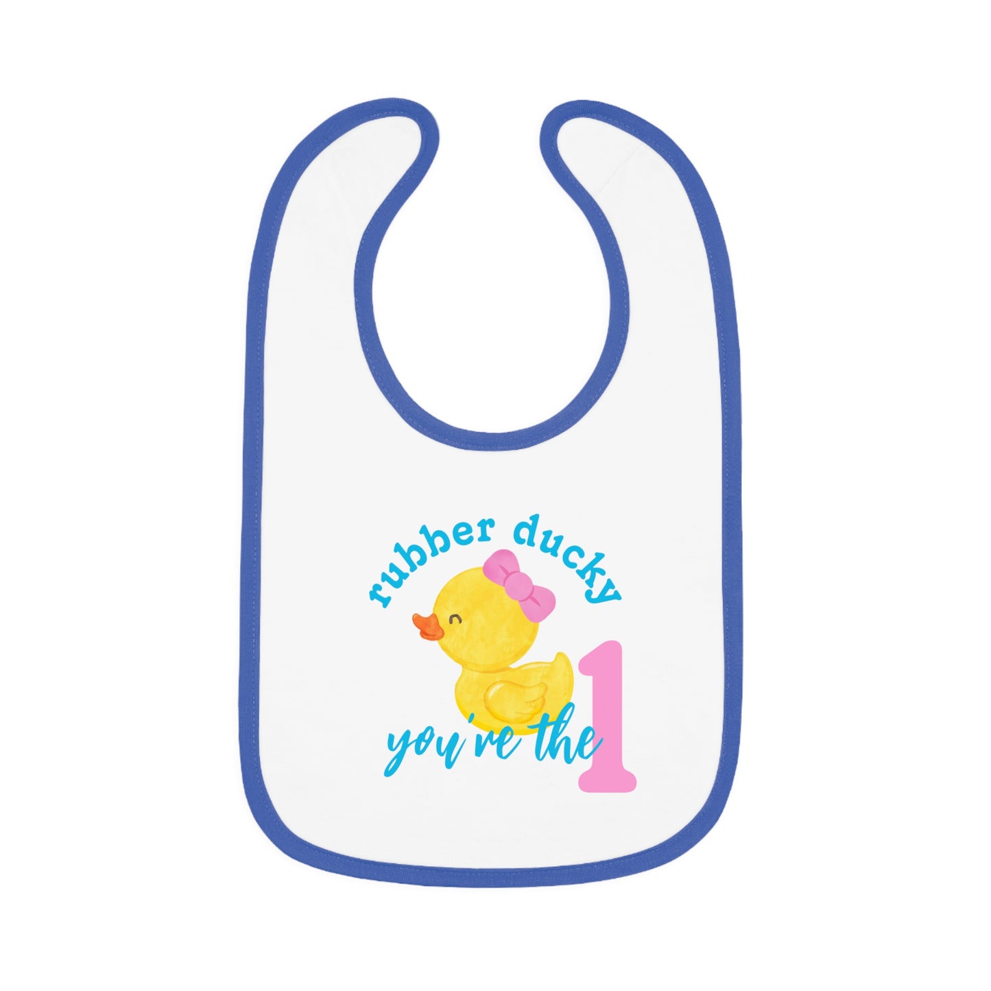 Cute Girl Rubber Ducky You're the One 1st Birthday Bib