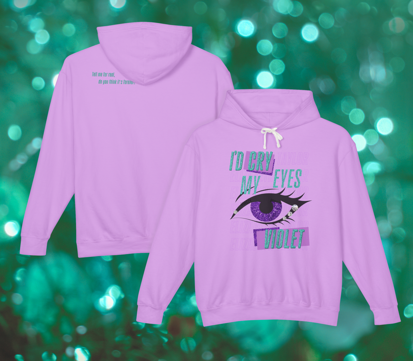 Edgy I'd Cry My Eyes Violet Unisex Lightweight Hooded Sweatshirt - Everyday Wear, Swiftie Gift