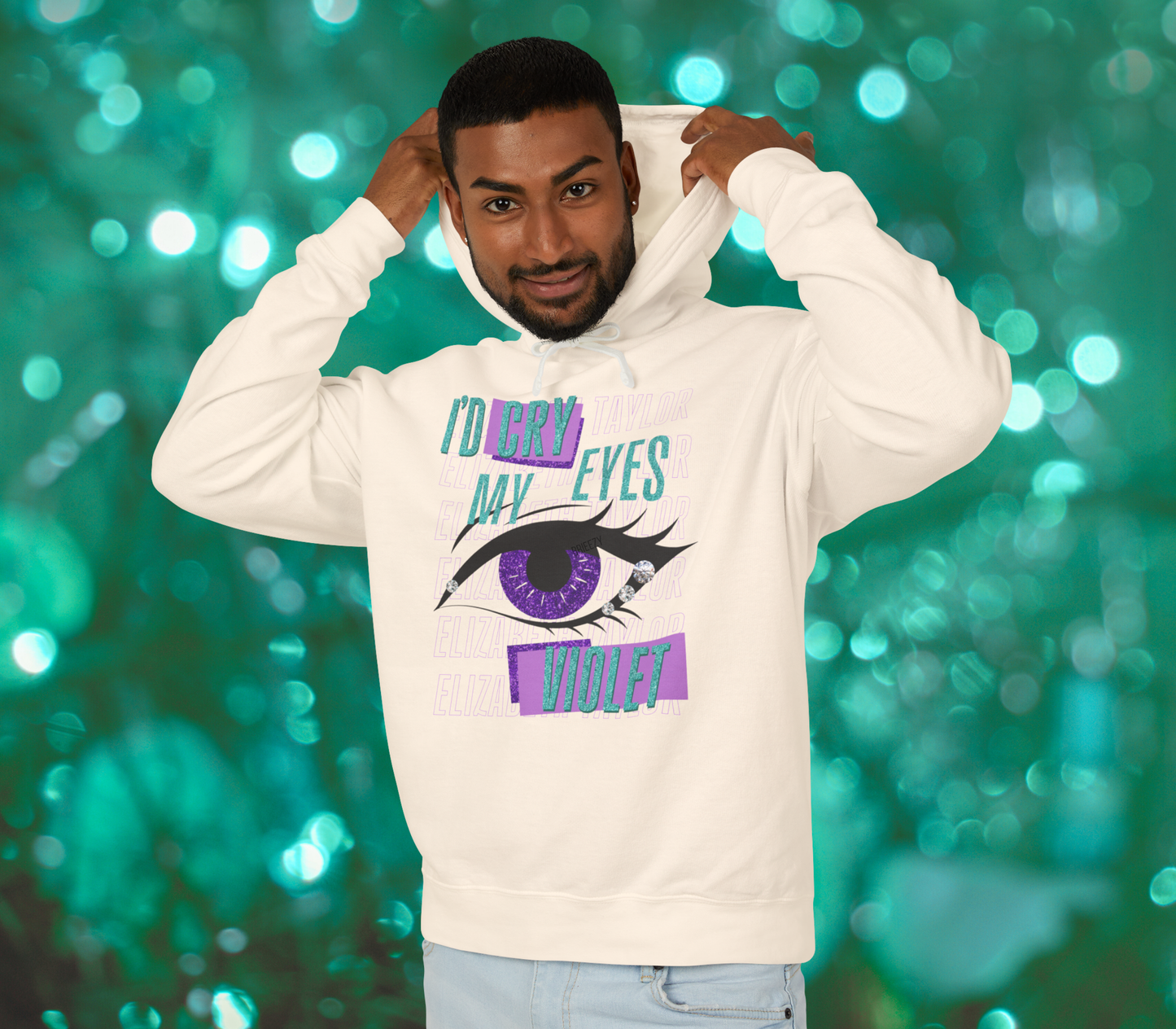 Edgy I'd Cry My Eyes Violet Unisex Lightweight Hooded Sweatshirt - Everyday Wear, Swiftie Gift