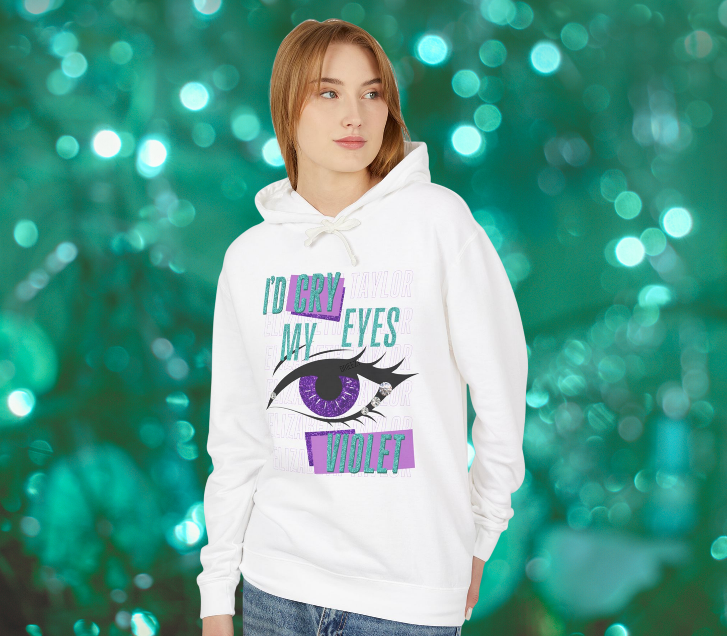 Edgy I'd Cry My Eyes Violet Unisex Lightweight Hooded Sweatshirt - Everyday Wear, Swiftie Gift