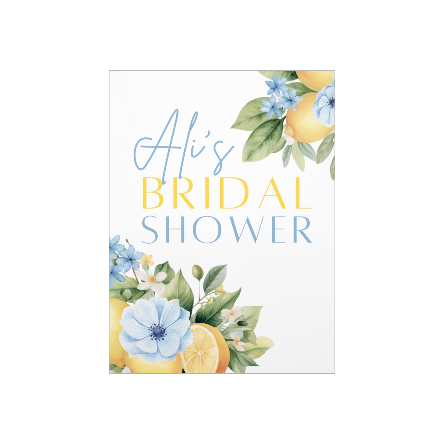 Customized Foam Board - Bridal Shower Welcome Sign with Lemon Floral Design