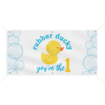 Rubber Ducky You're the 1 Hanging Birthday Banner