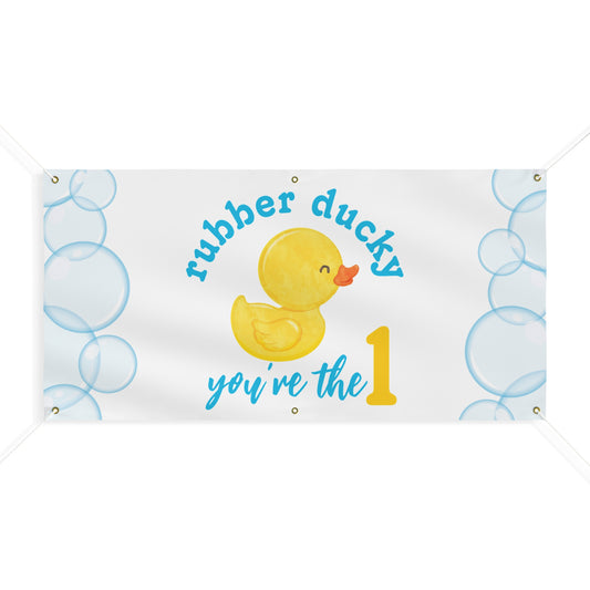 Rubber Ducky You're the 1 Hanging Birthday Banner