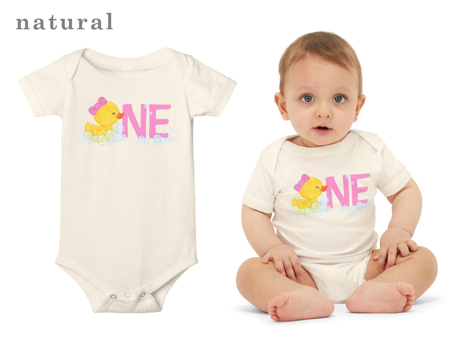 Girl Rubber Ducky ONE First Birthday Bodysuit
