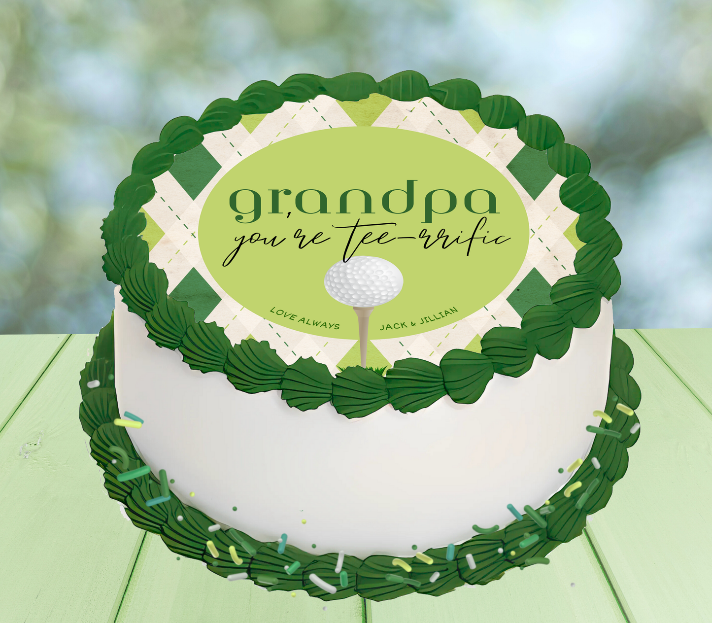 Golf Edible Father's Day Cake Topper Personalized Sugar Sheet | 5 Style Options