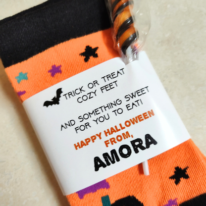 Halloween Printable Sock Favor Wrap (Editable Digital Download) - DIY Favor Gift for Friends, Classmates, Coworkers, Students, Teachers
