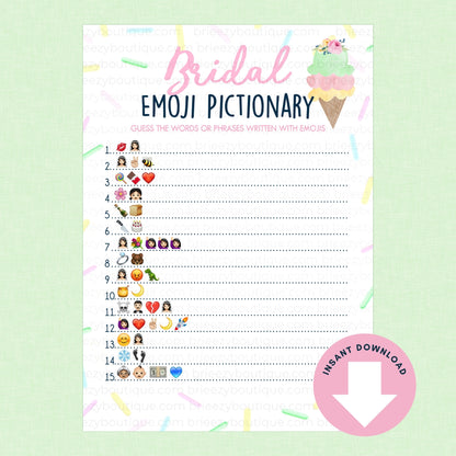 Emoji Pictionary Scooped up bridal shower game