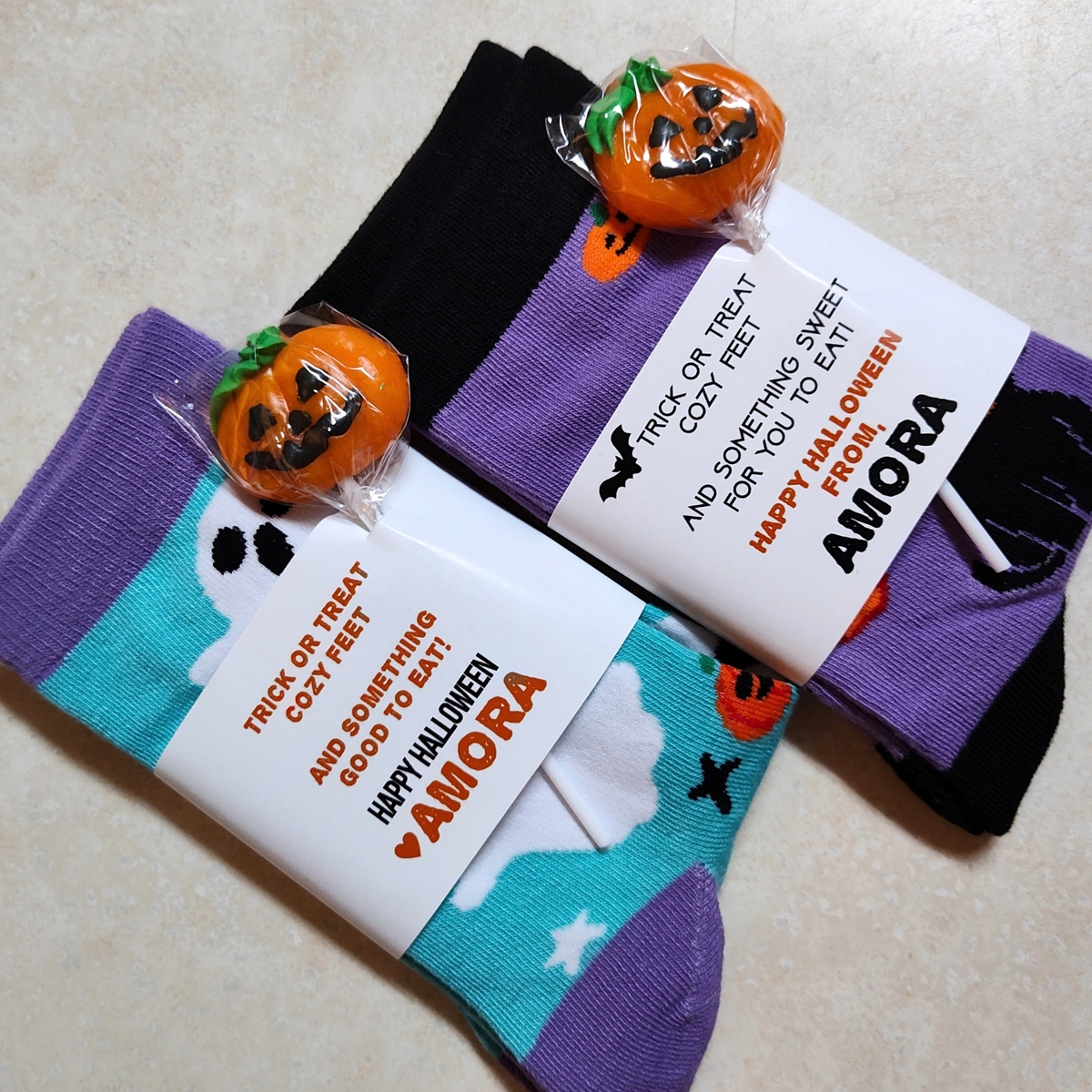 Halloween Printable Sock Favor Wrap (Editable Digital Download) - DIY Favor Gift for Friends, Classmates, Coworkers, Students, Teachers