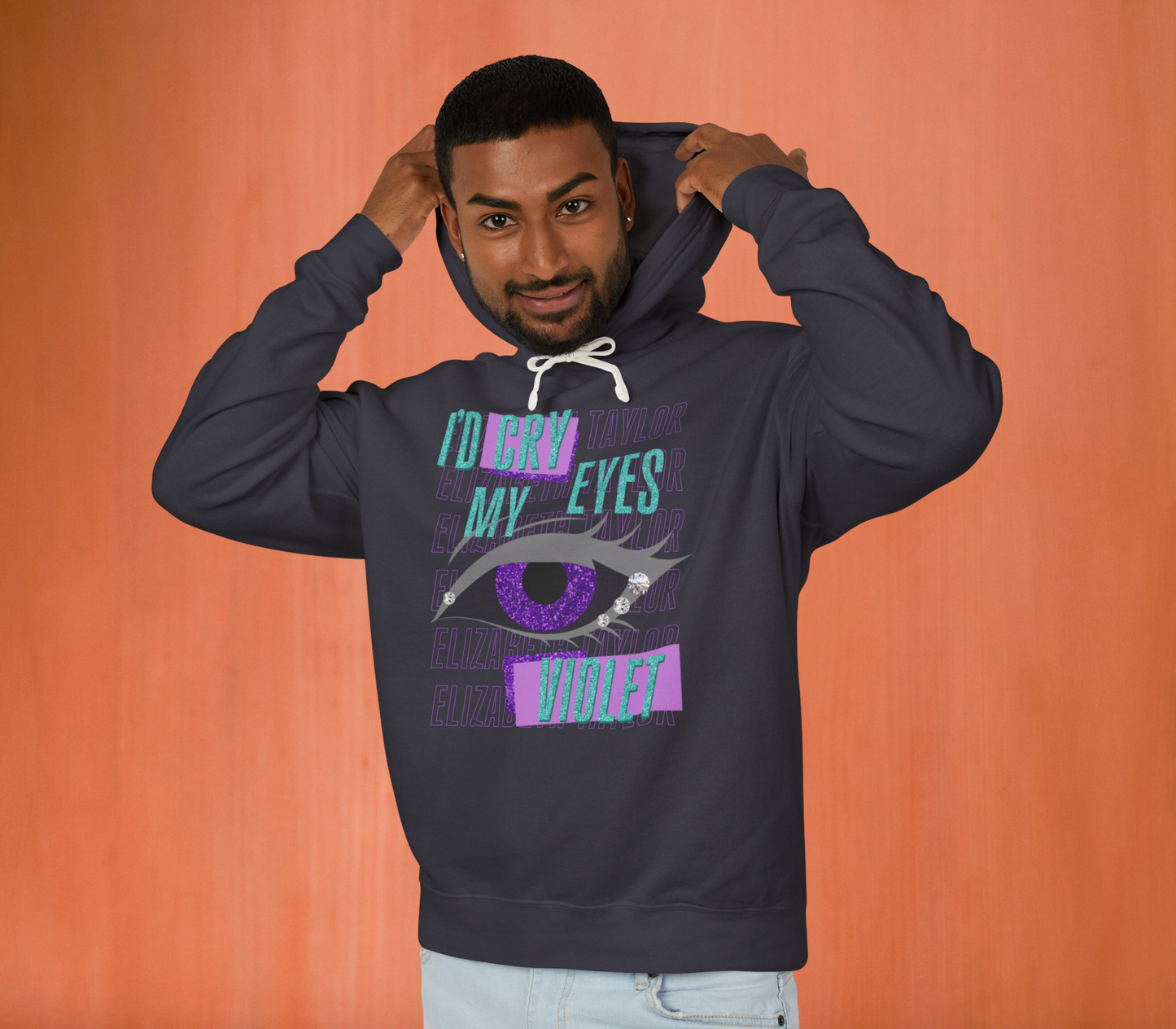 Edgy I'd Cry My Eyes Violet Unisex Lightweight Hooded Sweatshirt - Everyday Wear, Swiftie Gift