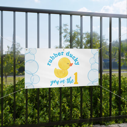 Rubber Ducky You're the 1 Hanging Birthday Banner