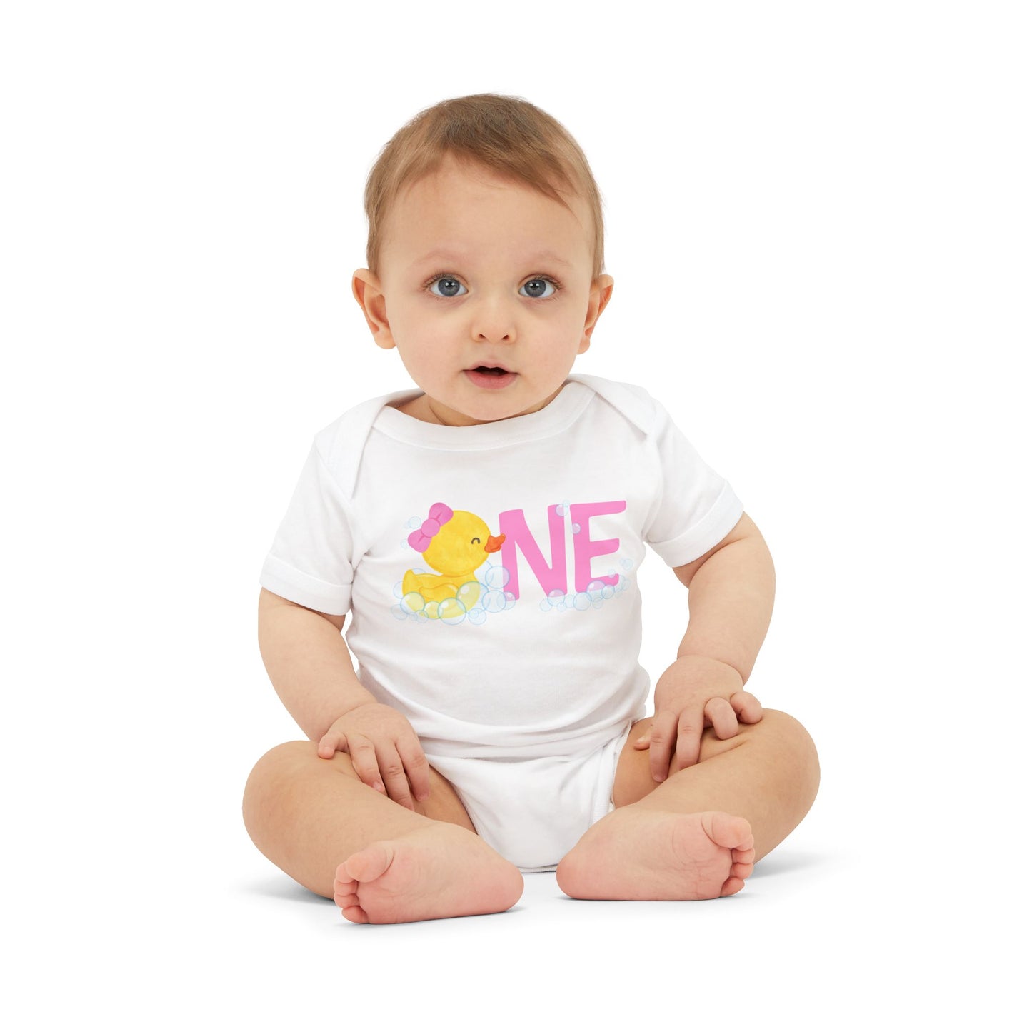 Girl Rubber Ducky ONE First Birthday Bodysuit