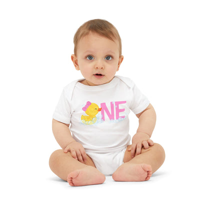 Girl Rubber Ducky ONE First Birthday Bodysuit