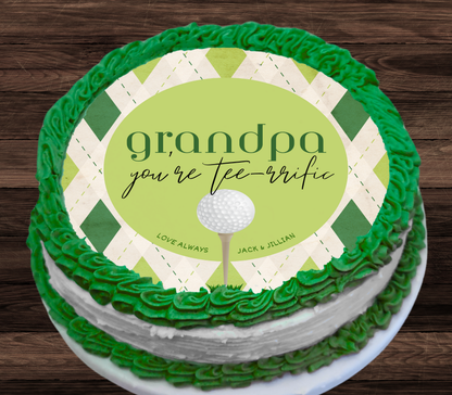 Golf Edible Father's Day Cake Topper Personalized Sugar Sheet | 5 Style Options