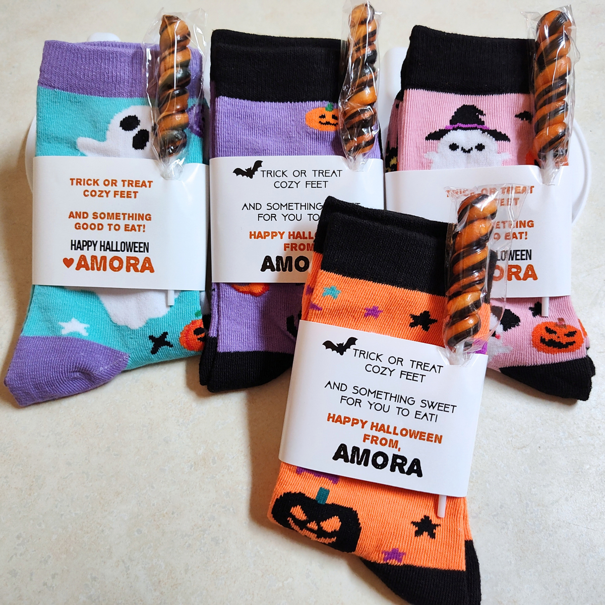 Halloween Printable Sock Favor Wrap (Editable Digital Download) - DIY Favor Gift for Friends, Classmates, Coworkers, Students, Teachers