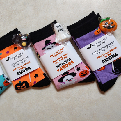 Halloween Printable Sock Favor Wrap (Editable Digital Download) - DIY Favor Gift for Friends, Classmates, Coworkers, Students, Teachers