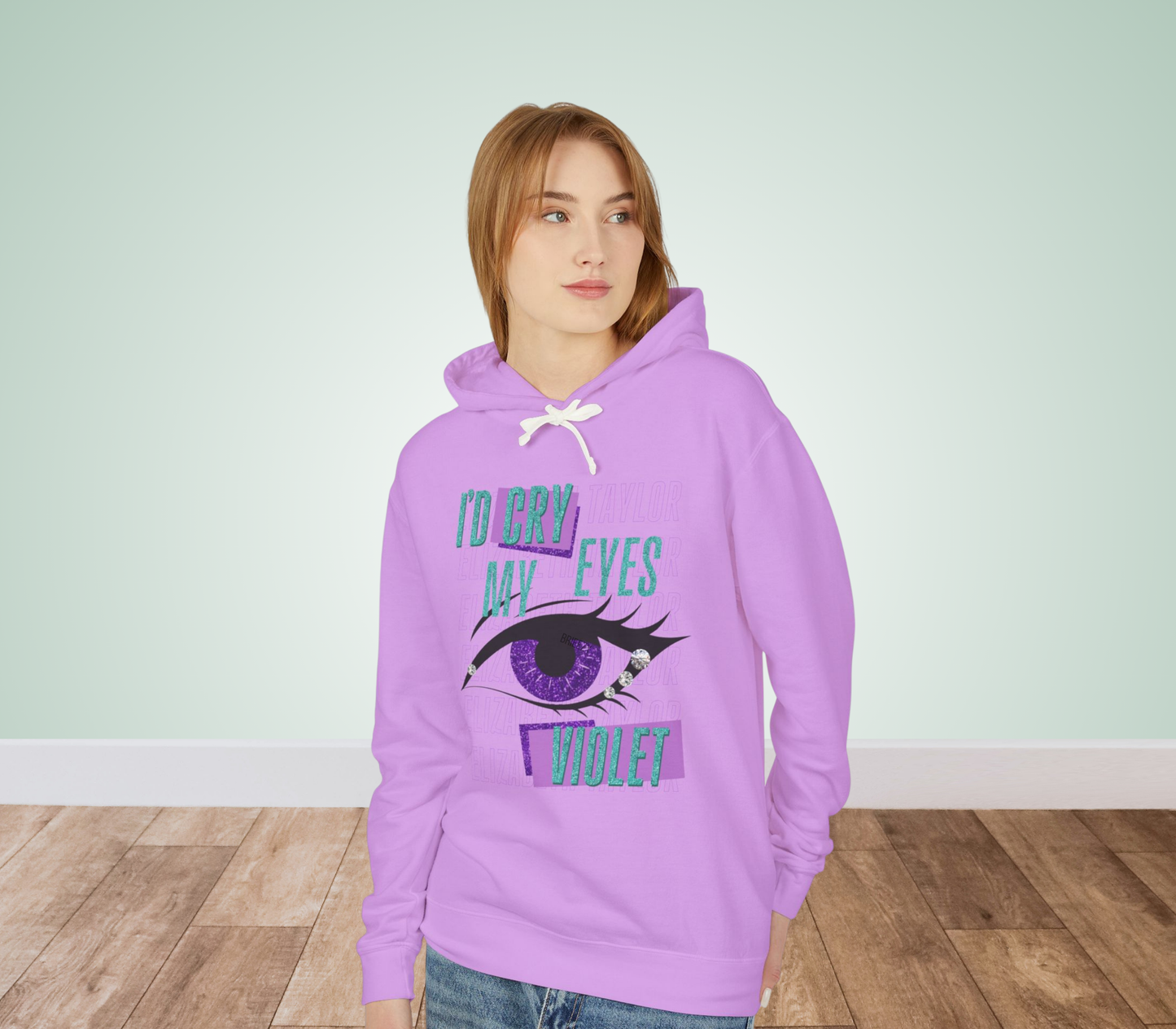 Edgy I'd Cry My Eyes Violet Unisex Lightweight Hooded Sweatshirt - Everyday Wear, Swiftie Gift