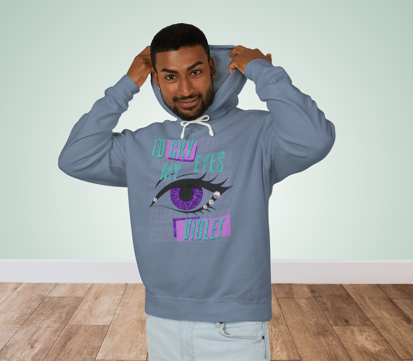 Edgy I'd Cry My Eyes Violet Unisex Lightweight Hooded Sweatshirt - Everyday Wear, Swiftie Gift