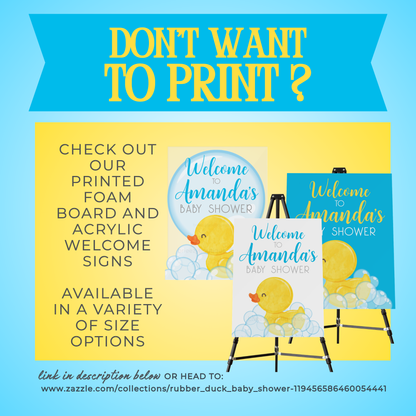 Rubber Duck Baby Shower Welcome Sign - 16x20'' (Editable Digital Download)