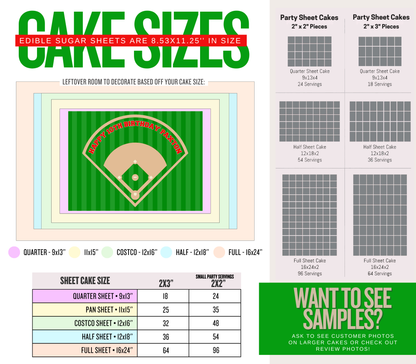 Edible Baseball Field Cake Topper Personalized Sugar Sheet | for a Baseball Birthday or Team Party
