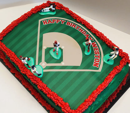 Edible Baseball Field Cake Topper Personalized Sugar Sheet | for a Baseball Birthday or Team Party