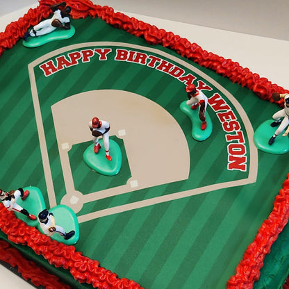 Edible Baseball Field Cake Topper Personalized Sugar Sheet | for a Baseball Birthday or Team Party