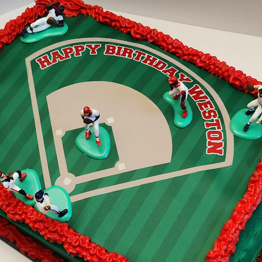 Edible Baseball Field Cake Topper Personalized Sugar Sheet | for a Baseball Birthday or Team Party