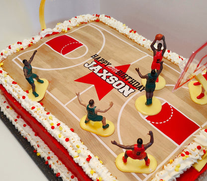 5 Piece Basketball Cake Set ADD ON for : Edible Basketball Court Cake Topper