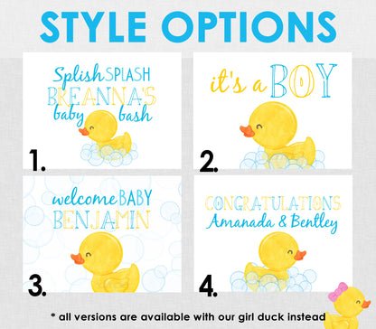Rubber Duck Baby Shower Edible Cake Topper Sugar Sheet | 4 Styles Available