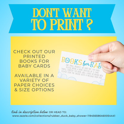 Books for Baby Rubber Duck Baby Shower Insert Cards (Digital Download)