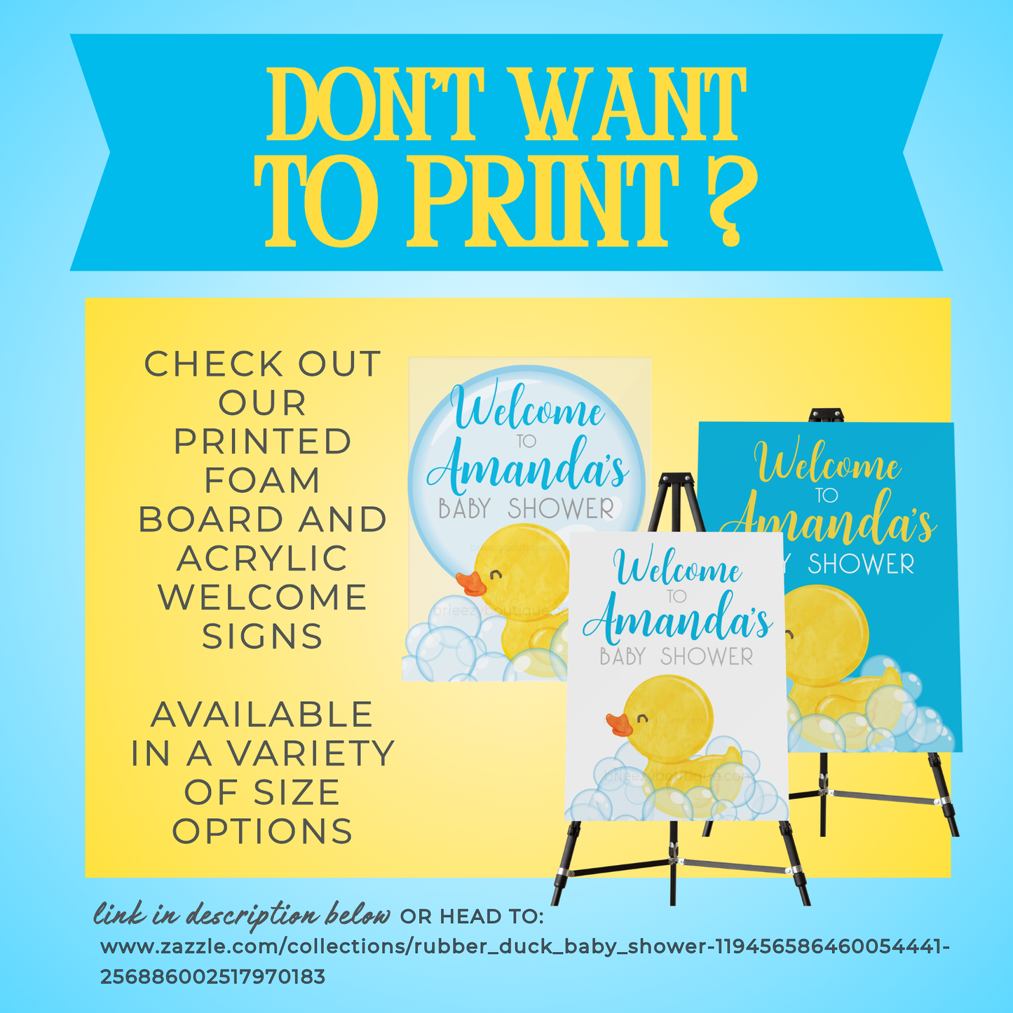 Rubber Duck Baby Shower Welcome Sign - 16x20'' (Editable Digital Download)