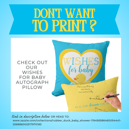 Wishes For Baby Rubber Duck Baby Shower Cards (Digital Download)