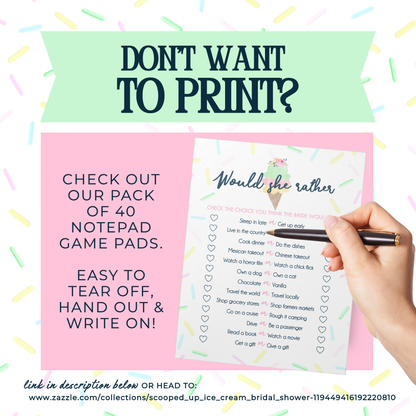 Scooped Up Ice Cream Bridal Shower Games - 24 Games to Choose From (Printable Digital Download)
